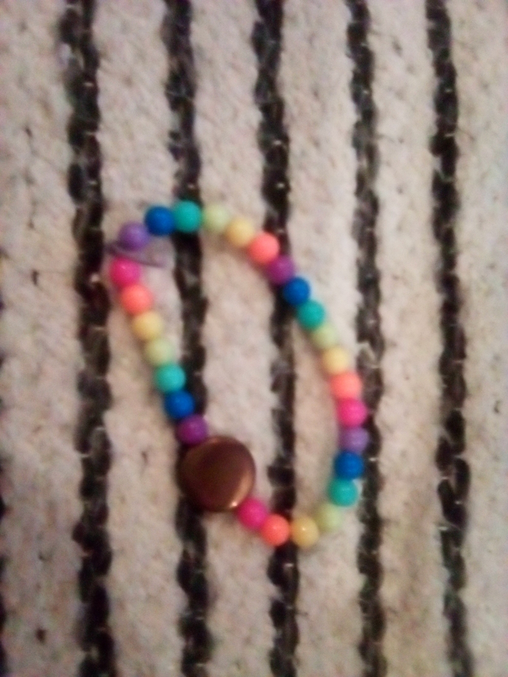 Colorful Kids Stretch Beaded Bracelet with Brown Accent